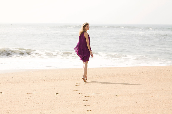 Fashion photography of woman on beach
