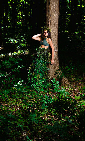 Art fashion with clothing made of flowers