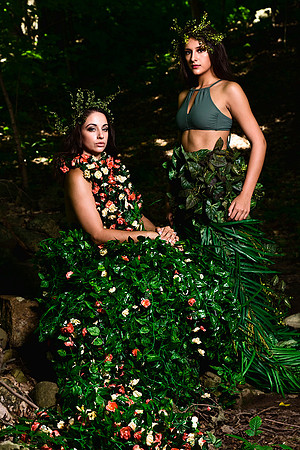 Art fashion with clothing made of flowers