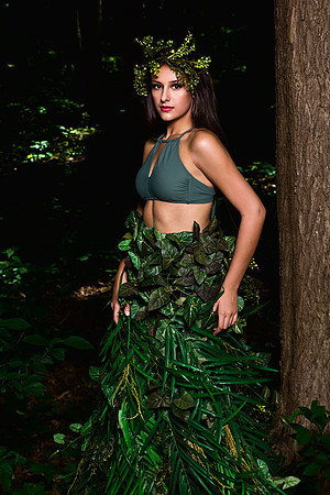 Art fashion with clothing made of flowers