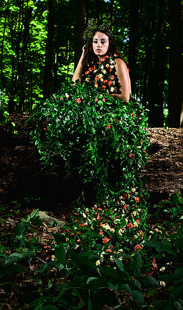 Art fashion with clothing made of flowers